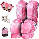 Innovative Soft Kids Knee and Elbow Pads with Bike Gloves | Toddler Protective Gear Set w/Mesh Bag& Sticker | Comfortable& Flexible | Roller-Skating, Skateboard, Bike Knee Pads for Children Boys Girls