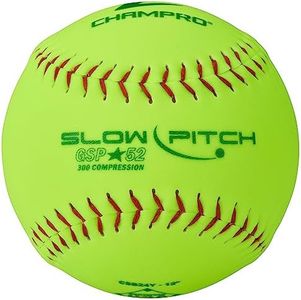 Champro ASA 12" Slow Pitch Softballs with Durahide Cover .52 COR, 12 Pack