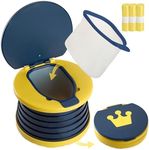 Portable Toddler Travel Potty with Silicone Insert – Foldable Potty Chair for Car & Road Trips, Spill-Resistant Training Toilet, Compact Emergency Potty, Includes Disposable Bags - Dark Blue