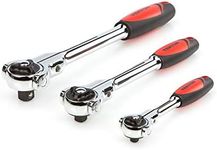 TEKTON 1/4, 3/8, 1/2 Inch Drive Swivel Head Ratchet Set (3-Piece) | 91804