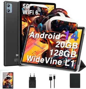 DEERTiME Newest Android 14 Tablet 10 Pulgadas, 20GB RAM+128GB ROM/TF 1TB, 8-Core 1.8 GHz, WiFi 6, 5G+2.4G WiFi, Widevine L1, 6000mAh, 5+8MP, BT 5.0, Widget, GMS Certificado Tablet con Funda - Negro
