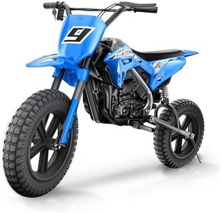 24V Kids Electric Dirt Bike,Kids Motorcycle,Electric Motorcycle for Kids 8+ with 14'' All-Terrain Tires,350W Brushless Motors up to 12mph, Bluetooth, Gifts for Boys or Girls-Light Blue