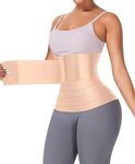 FeelinGirl Waist Trainer Women Body Shaper Postpartum Belly Wrap One Size Belly Band Beige