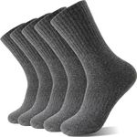 Sandsuced Merino Wool Socks for Women Hiking Warm Thick Cozy Boot Thermal Winter Work Soft Ladies Socks 5 Pack, Solid Color Grey, Medium