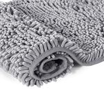 H.VERSAILTEX Luxury Bathroom Mat Extra Soft and Absorbent Chenille Rug Quick Dry Machine Washable Bath Mat for Bathroom Floor, Washroom, Bathtub and Shower (20"x 32" Bathmat Non Slip, Grey)