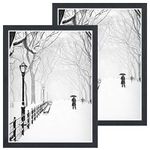 DBWIN 18x24 Picture Frame Black Wood Pattern Poster Frame Plexiglass Front 2 Pack for Art Prints Puzzles Murals Wall Decor Vertically or Horizontally(LYCA-18X24-BK-2)