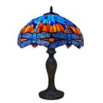 CASPERi Tiffany Table Lamp Handcrafted 16 inch Stained Glass Lamp Shades Antique Design Stunning Quality Desk Lamp for Living Room Bedroom Bedside Lamps Coffee Table (Model 1)