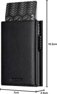 VULKIT RFID Leather Card Holder – Slim Wallet for Men & Women