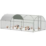 PawHut Walk In Chicken Run Galvanised Chicken Coop Hen Poultry House Cage Rabbit Hutch Pet Playpen Garden with Water-Resist Cover, 5.7 x 2.8 x 2m