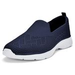 Puxowe Women's Slip-On Walking Tennis Shoes-Comfortable Work Driving Nursing Sneakers Navy Size 8.5 US