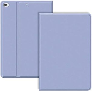 VAGHVEO Funda para iPad 9.7 Pulgadas 2017/2018, iPad Air/Air 2 Smart Case a Prueba de Golpes [Auto-Sueño/Estela], Flexible Suave TPU Cubierta Trasera Cover Protectora para iPad 5/6th, Gris Púrpura