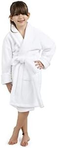 BC BARE COTTON Kids Microfiber Fleece Shawl Robe - Girls - White - Small