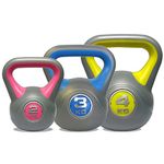 DKN Unisex's Vinyl Kettle Bell Weight Set, Multi-Colour, 2-4 kg