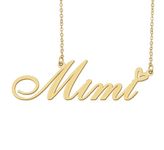 18k Gold Plated Mimi Name Necklace Heart Charm Pendant Stainless Steel Graduation Jewelry for Womens Teens 16"