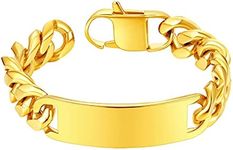 Men's Gold Plated ID Bracelets Stainless Steel Mens Wristbands Gold Plated Wrist Chain Mens Chain Bracelet