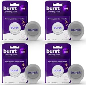 BURST Expanding Dental Floss - Stain-Absorbing, Woven Tooth Floss with Xylitol Coating to Fight Cavities - Vegan, Paraben Free - Mint Eucalyptus (160 Yards)
