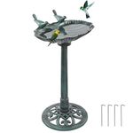 28-Inch Bird Bath with 2 Birds, Outdoor Birdbath Bird Feeder for Patio, Yard, Deck, Fountain, Garden Decor (Green) - LIVINGbasics