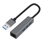 DTECH USB 3.0 to Ethernet Adapter with 3-Port USB 3.0 Hub USB A to RJ45 Gigabit Ethernet Network LAN Adapter Cable 10 100 1000 Mbps Compatible with Windows 11 10 8.1 8 7 XP Linux Mac OS