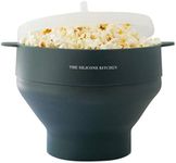 The Silicone Kitchen Silicone Microwave Popcorn Maker Collapsible Bowl, Non-Toxic, Dishwasher Safe, Dark Blue