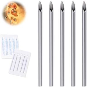 12G Body Piercing Needles,10pcs DJCIW Sterile Disposable Stainless Steel Needles for Ear, Nose, Navel, Nipple, Lip - Professional Quality