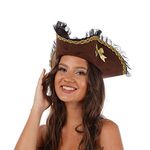 Stylex Deluxe Brown Tricone Pirate Hat Party Fancy Dress Cosplay Accessories