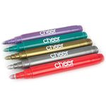 Cheer Collection Metallic Colors Wine Glass Markers | Pack of 5 Washable Pens for Writing on Glass or Mirrors, No Smear, Dries Fast, Easy Erase