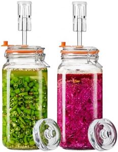 Glolaurge 2 Liters Fermentation Jar, 64oz Glass Fermenting Jar with Airlocks and Weights for Making Sauerkraut, Kimchi, Pickles, Mead, Cider & More, Pack of 2