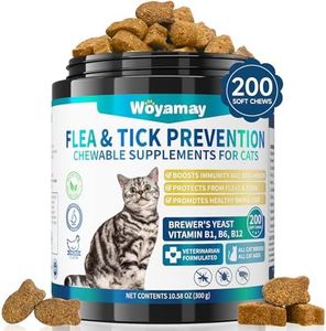 Woyamay Flea Treatment for Cats, 200 Treats Flea and Tick Prevention for Cats Chewables, Natural Cat Flea and Tick Treatment Pills Daily Oral Flea Supplement, Kitten Cat Flea Treatment, Chicken Flavor