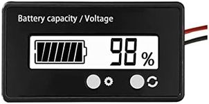 Battery Capacity Voltage Meter with Alarm, Waterproof LCD Display and Backlight Digital Testers, 24V 12V 36V 48V Lead-Acid Lithium ion Battery Gauge, Fit for Car Golf Cart RV Marine (White)