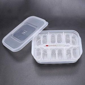 Reptile Egg Incubator Transparent Plastic Gecko Snakes Lizards Reptiles Eggs Breeding Incubator Tray Reptile Egg Breeding Hatchery Box with Thermometer