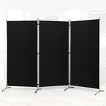 RANTILA 3 Panel Room Divider, 6 Ft Tall Folding Privacy Screen Room Dividers, Freestanding Room Partition Wall Dividers, 102''W x 20''D x 71''H, Black