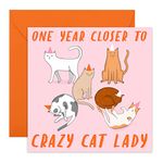 Central 23 - Funny Birthday Card - 'Cat Lady' Joke Design - For Women Her Wife Mum Sister - Comes With Fun Stickers