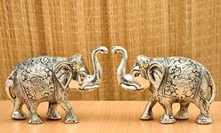 Nirmal Handicraft Metal Elephant Silver Color for Showpiece Enhance Your Home,Office & Table and Gift for Have House Warming Anniversaries, Birthday. (4 in.)