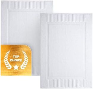 White Classic 100% Ring Spun Cotton Banded Bath Mats - 56 x 86 cm - Highly Absorbent and Machine Washable Shower Bathroom Floor Towel - White, 2 Pack