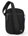 Destinio Small Crossbody Sling Bag for Men and Women - Waterproof Pocket and Zippers, Anti Theft Locking - Stylish Mini Side Bag for Man for Mobile, Passport (Black, Small)