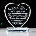 Movdyka Uncle Gifts from Niece Nephew, Glass Heart Love Keepsake Engraved Best Uncle Presents for Birthday Father's Day Christmas