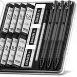 Four Candies 0.9mm Mechanical Pencil Set with Case, 3PCS Metal Artist Lead Pencil with 8 Tubes (480PCS) HB Lead Refills, 3 Erasers, 9 Eraser Refills For Engineer Art Writing Drafting, Black