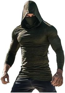 Men' Performance Fishing Hoodie Shirt UPF 50+ Sun Protection Long Sleeve UV SPF T-Shirts Rash Guard with Face Mask
