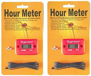 2pcs Magicalmai Inductive Hour Meter for Gas Engine Lawn Mower Dirt Bike Motorcycle Motocross Snowmobile Karting Marine ATV Boat Outboard Motor Generator Waterproof Hour Meters - Red