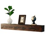 WELLAND Rustic Floating Shelf, Reclaimed Wood Wall Shelf, Fireplace Mantel Shelf Wall Mounted Shelves, Walnut Color (48 Inches)