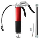 CYEER Heavy Duty Grease Gun, Professional Hand Held Grease Gun Tool, Pistol Grip Grease Gun Cartridge with Flexible Hose, Rigid Extension and Nozzle, 14oz Cartridge, 7000 PSI