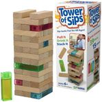 Funwares Tower of Sips - Add a Beverage Twist to Wooden Block Stacking Games, Perfect for Family Fun, Parties, and Gifting, Game for Kids and Adults, Play Solo, in Groups, or Teams, Ages 6+