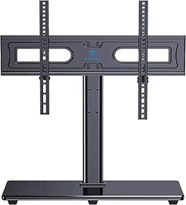 PERLESMITH Universal TV Stand Table Top TV Base for 37 to 75 inch LCD LED OLED 4K Plasma Flat Screen TVs - Height Adjustable TV Mount Stand with Tempered Glass Base, VESA 600x400mm, Holds up to 99lbs