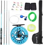 Sougayilang Standard Fly Fishing Combo Starter Kit, 5/6 Weight 9' Fly Rod with SuperPolymer Handle, Accessories, Carrying Case, Fly Box Case & Fishing Flies- Blue