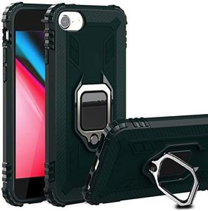 Cavor for iPhone SE 2020/ SE 2022 Case,iPhone 6 6s 7 8 Case,360°Rotation Ring Holder Kickstand [Work with Magnetic Car Mount] Shockproof Scratch-Resistant Protective Cover (4.7")-Dark Green