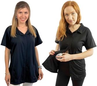 Inspired Comforts Post Op Easy Open Mastectomy Recovery Top with Pockets & Fasteners for Drains Black