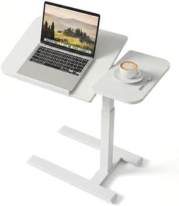 Viviendo Overbed Table with Wheels, Height Adjustable Hospital Bed Table, Dual-Tiltable Rolling Laptop Desk for Bed, Hidden Casters H-Base Portable Side Table for Couch, Hospital & Home Office