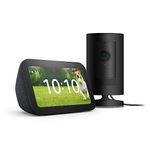 Ring Stick Up Cam Plug-In by Amazon, Black, Works with Alexa + All-new Echo Show 5 (3rd generation) | Charcoal - Smart Home Starter Kit