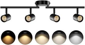 VANoopee 5-Color 4 Light Black LED Track Lighting Fixtures Ceiling for Kitchen, Dimmable Track Lighting Kit, Ceiling Spotlight Flush Mount Adjustable Directional Spot Lights Indoor, CRI90 2400lm 30W