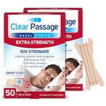 Clear Passage Nasal Strips, Tan, 100 Count | Works Instantly to Improve Sleep, Reduce Snoring, Relieve Nasal Congestion Due to Colds & Allergies
